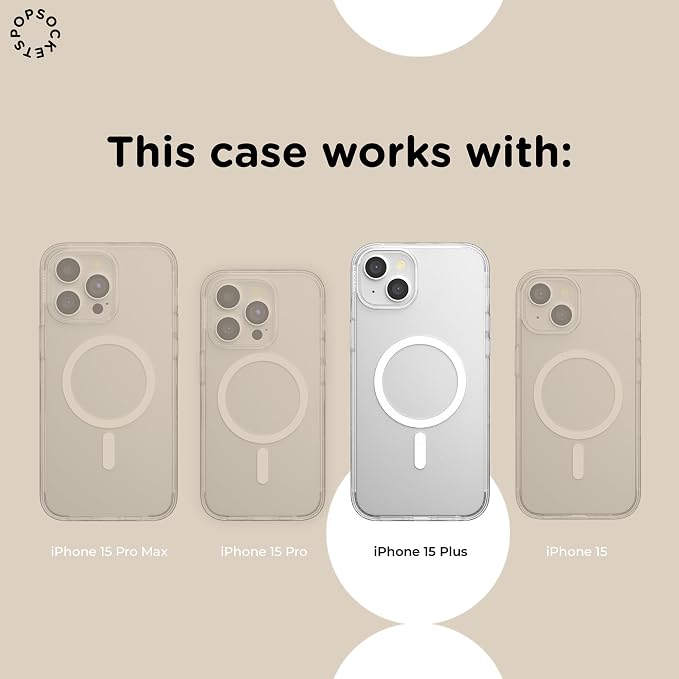 PopSockets iPhone 15 Plus Phone Case with MagSafe- Spotlight Dots | Magnetic, Wireless Charging, Camera & Drop Protection, Phone, Women, Electronic Accessories, For iPad/Kindle/iPhone/Android