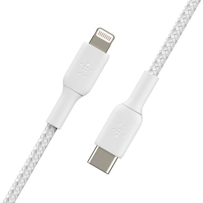Belkin BoostCharge Braided USB-C to Lightning Cable (1 meter / 3.3 foot, White) - CAA004BT1MWH