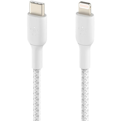 Belkin BoostCharge Braided USB-C to Lightning Cable (1 meter / 3.3 foot, White) - CAA004BT1MWH