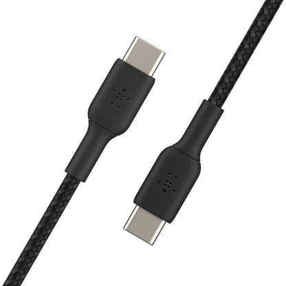 Belkin 60W USB-C to USB-C Cable - 480 Mbps - Nylon, Braided - M/M - 2m/6.6ft - Black - CAB004BT2MBK