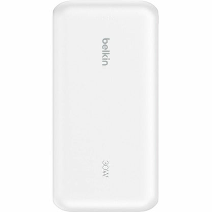 Belkin 30W 2-port Power Bank w/ Integrated USB-C Cable - 20K mAh - 1xUSB-A, 1xUSB-C - Portable Charger - White - BPB024fqWH
