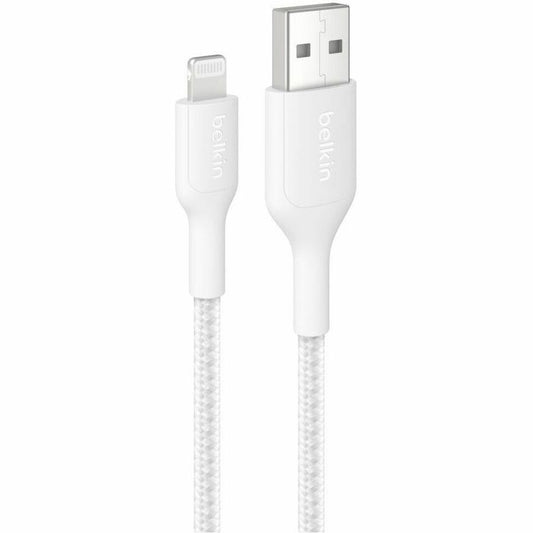 Belkin Braided USB-A Cable With Lightning Connector, 3.3ft/1m, White - CAA020fq1MWH
