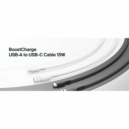 Belkin BoostCharge USB-A to USB-C Cable 15W, 6.6ft/2m, Black - CAB021fq2MBK