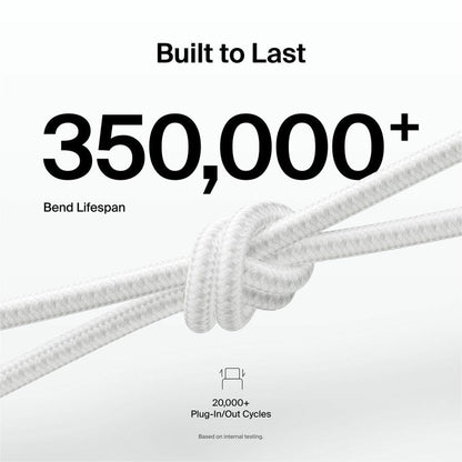 Belkin BoostCharge Pro USB-C Braided Cable with Lightning Connector, 3.3ft/1m, White - CAA022fq1MWH