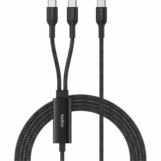Belkin BoostCharge Pro Braided USB-C to Dual USB-C Cable 140W, Black, 5ft/1.5m - CAC004fq1.5MBK