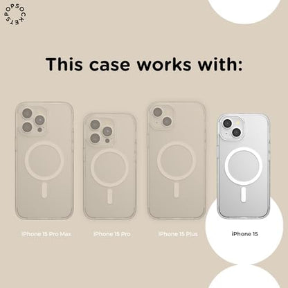 PopSockets iPhone 15 Phone Case with MagSafe- Black Gingham