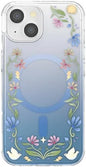 PopSockets iPhone 14 Phone Case with MagSafe, Wireless Charging Compatible, Disney - Boho Wildflowers Blue