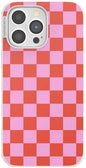 PopSockets iPhone 14 Pro Max Phone Case w/MagSafe- to-Go Wrap | Magnetic, Wireless Charging, Camera & Drop Protection, Checkered, Red, Textured