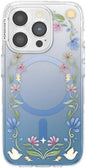 PopSockets iPhone 15 Pro Phone Case with MagSafe, Wireless Charging Compatible, Disney - Boho Wildflowers Blue