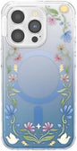 PopSockets iPhone 14 Pro Phone Case with MagSafe, Wireless Charging Compatible, Disney - Boho Wildflowers Blue