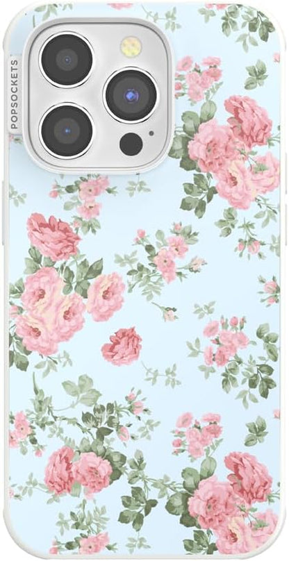 PopSockets iPhone 14 Pro Phone Case with MagSafe- Cottage Tutu Blue | Magnetic, Wireless Charging, Camera & Drop Protection, Light Blue, Baby, Flower, Floral