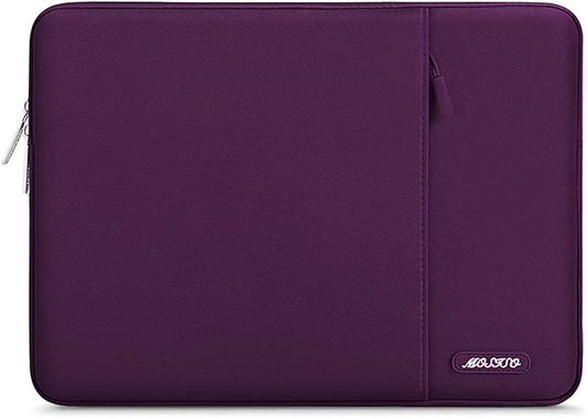 MOSISO Laptop Case 13.3 inch, 13-13.3 inch Laptop Sleeve Compatible with MacBook Air/Pro 13 / Pro 14, HP Dell ASUS Lenovo Notebook, Polyester Vertical Computer Sleeve Bag with Pocket, Magenta Purple
