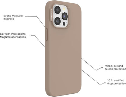PopSockets iPhone 13 Pro Phone Case with MagSafe- Latte | Magnetic, Wireless Charging, Camera & Drop Protection, Brown, Plain, Cream, Beige, Summer Spring