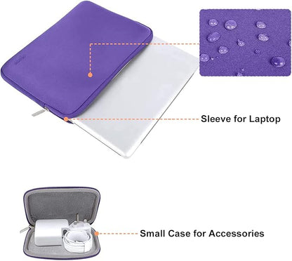 MOSISO Laptop Case 13.3 inch, 13-13.3 inch Laptop Sleeve Bag Compatible with MacBook Air/Pro 13 / Pro 14, HP Dell ASUS Lenovo Notebook, Neoprene Computer Sleeve Bag with Small Case, Ultra Violet