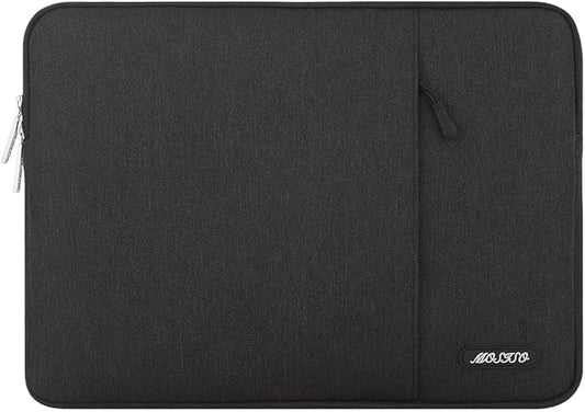 MOSISO Laptop Case 13.3 inch, 13-13.3 inch Laptop Sleeve Compatible with MacBook Air/Pro 13 / Pro 14, HP Dell ASUS Lenovo Notebook, Polyester Vertical Computer Sleeve Bag with Pocket, Black