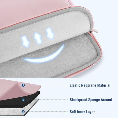 MOSISO Laptop Case 13.3 inch, 13-13.3 inch Laptop Sleeve Bag Compatible with MacBook Air/Pro 13 / Pro 14, HP Dell ASUS Lenovo Notebook, Neoprene Computer Sleeve Bag with Small Case, Baby Pink
