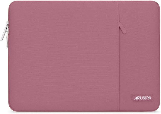 MOSISO Laptop Case 13.3 inch, 13-13.3 inch Laptop Sleeve Compatible with MacBook Air/Pro 13 / Pro 14, HP Dell ASUS Lenovo Notebook, Polyester Vertical Computer Sleeve Bag with Pocket, Dusty Rose