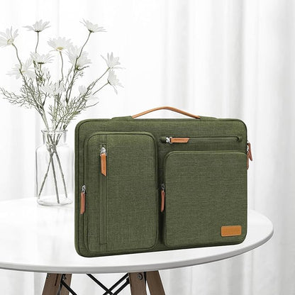 MOSISO 360 Protective Laptop Case 15 inch, 15 inch Laptop Sleeve Compatible with MacBook Air M4 M3 M2 2025 2024 2023, Dell XPS Plus, Side Open Carrying Case with 4 Zipper Pockets&Handle, Olive Green