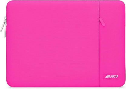 MOSISO Laptop Case 13.3 inch, 13-13.3 inch Laptop Sleeve Compatible with MacBook Air/Pro 13 / Pro 14, HP Dell ASUS Lenovo Notebook, Polyester Vertical Computer Sleeve Bag with Pocket, Bright Rose