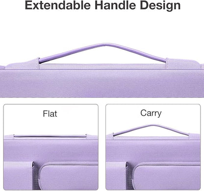 MOSISO 360 Protective Laptop Case 13.3 inch, 13-13.3 inch Laptop Sleeve Compatible with MacBook Air/Pro 13 / Pro 14, HP Dell ASUS Lenovo, Side Open Bag with 2 Raised&1 Flapover Pockets, Purple