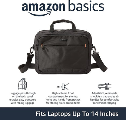 Amazon Basics 14 Inch Laptop and Tablet Shoulder Bag Carrying Case, Black, 24-Pack | 14 inch, Shoulder Strap, 24-pack