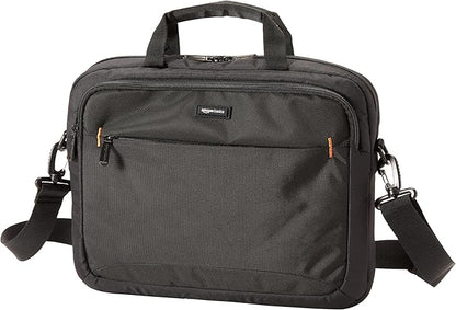 Amazon Basics Laptop Tablet Carrying Case with Shoulder Strap and Grab Handles, 14-inch, Black, Compartments for Storage
