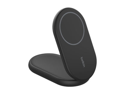 Belkin BoostCharge - Wireless charging stand - magnetic, foldable, with Qi2 + AC power adapter - 15 Watt - 3 A - Fast Charge, WIB007TTBK