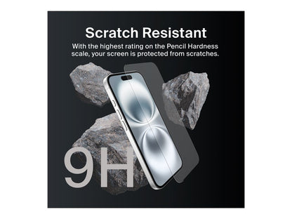 Belkin ScreenForce InvisiGlass - Screen protector for cellular phone - glass - for Apple iPhone 14 Pro, 15, 16 OVA171FQ