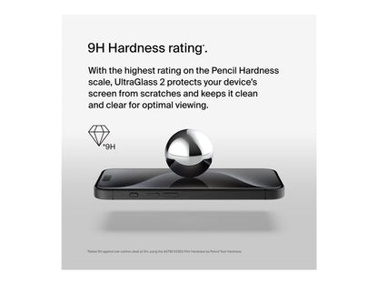 Belkin ScreenForce UltraGlass 2 - Screen protector for cellular phone - 9H, treated - glass - for Apple iPhone 15 Pro OVA133ZZ