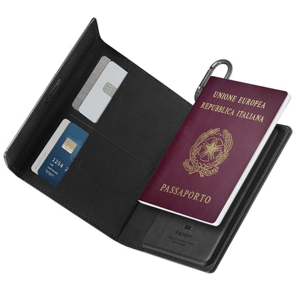 Spigen Passport Holder Case – RFID Blocking Travel Wallet with Card Slots & SIM Storage