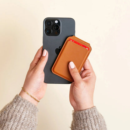 Vegan-Leather Magnetic Wallet Stand